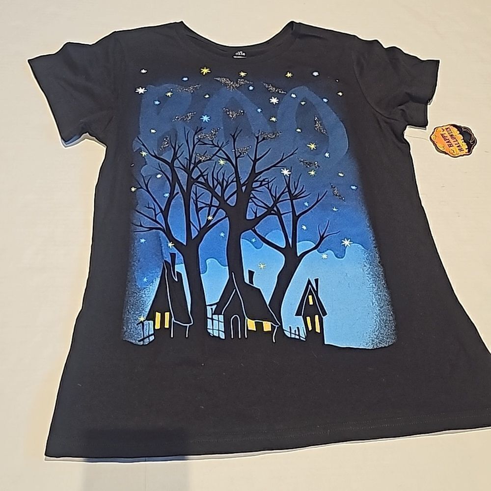 Black Boo Halloween short sleeve t shirt size 12-14